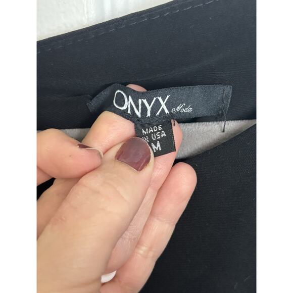 Onyx Moda Black Sleeveless Rhinestone Top Size Medium Classic Going Out Top USA - Picture 6 of 6